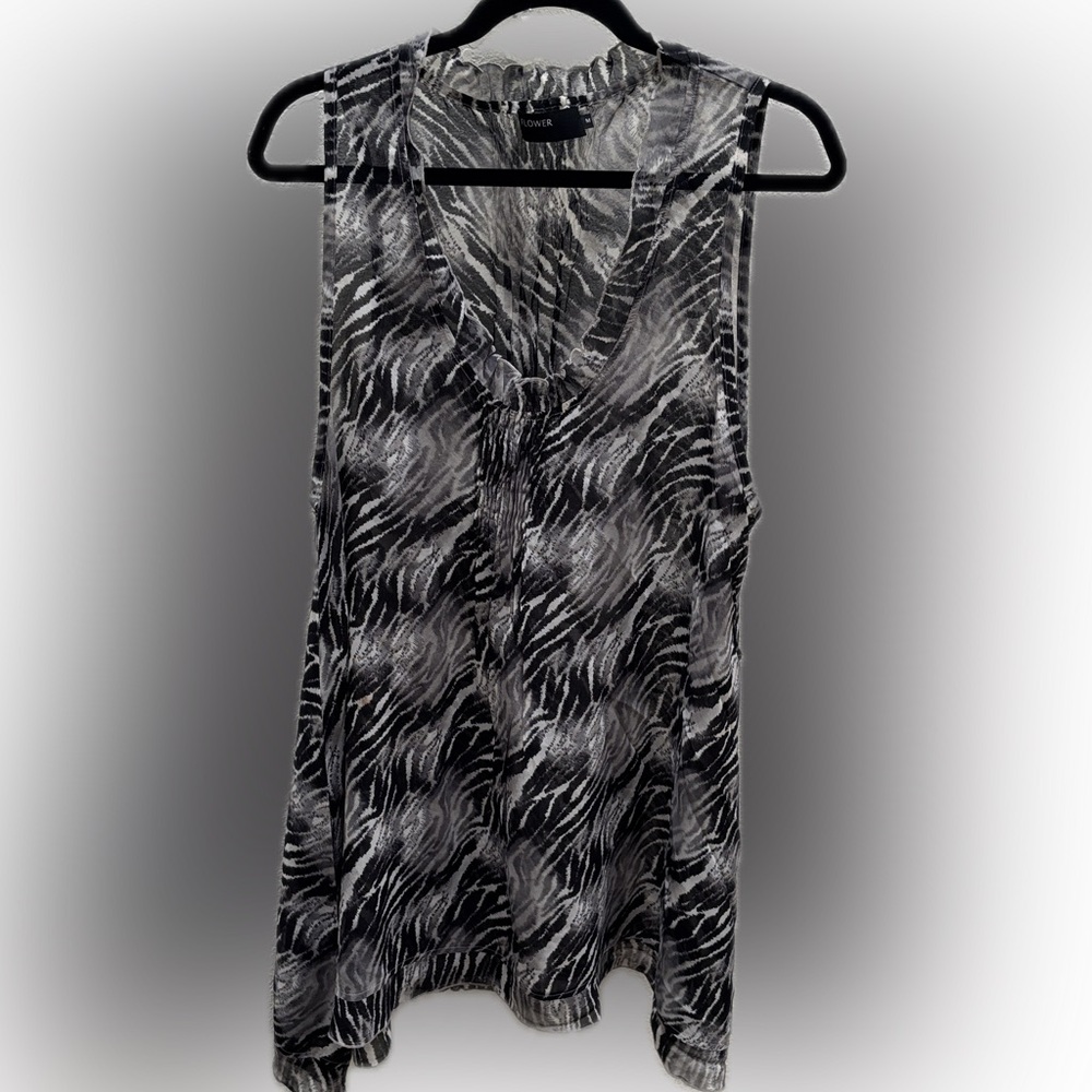 FLOWER | Chic Sleeveless Zebra Print oversized Top blouse